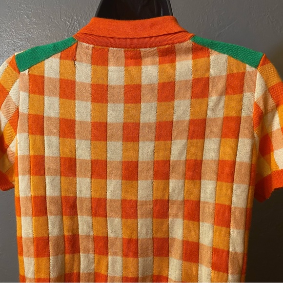 No label, orange and cream gingham pattern sweater - Picture 6 of 15